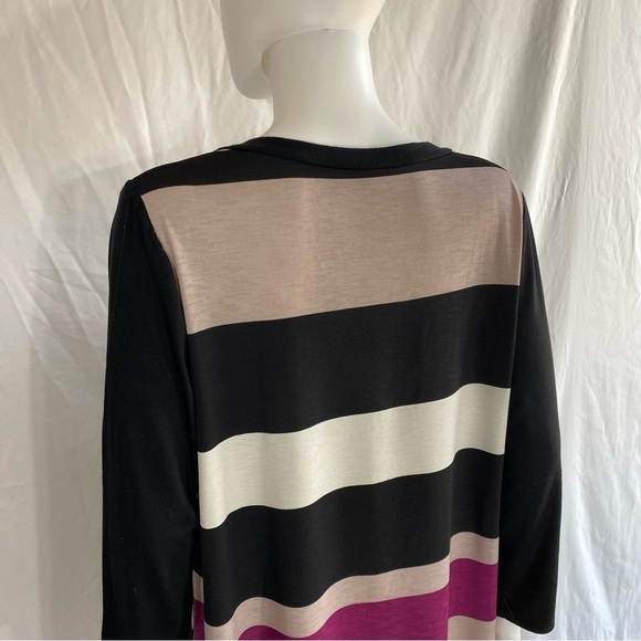 Emerald Purple Striped V-Neck A-Frame Long Length Leggings Tunic - Picture 4 of 6